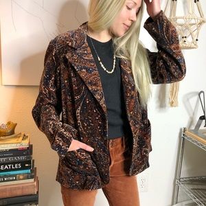 1970’s Vintage Velvet Blazer with Paisley Print
